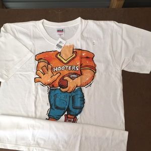 New Boys Vintage Hooters Football T-shirt White Large Preshrunk Cotton Large